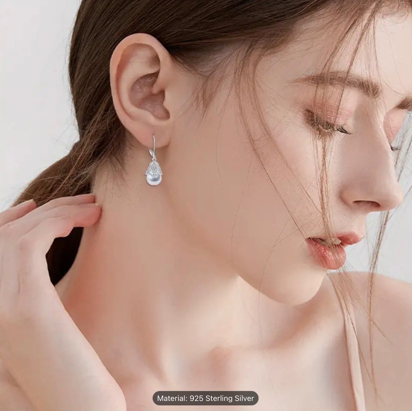 925 Sterling Silver Pearl Drop Dangle Earrings Romantic Elegant Gift for Her