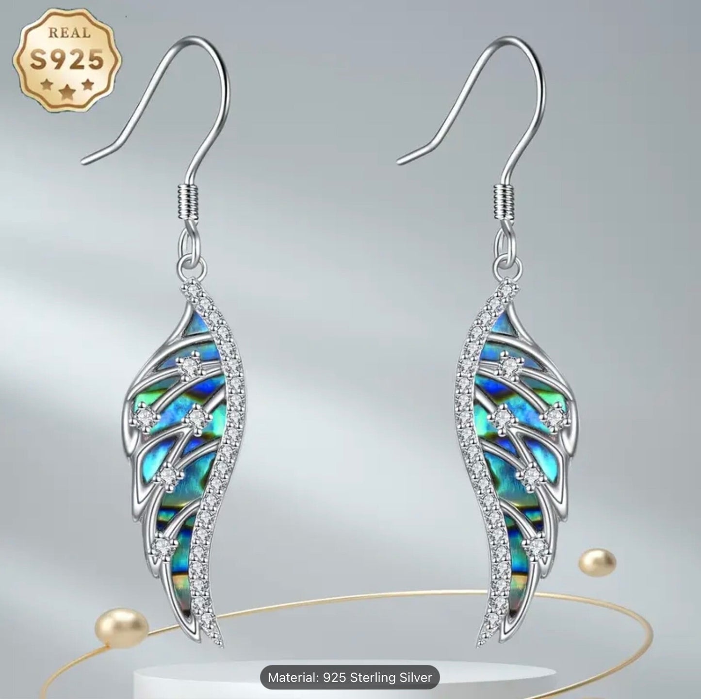 925 Sterling Silver Angel Wings Dangle Drop Earrings Gift Women Girls Jewellery
