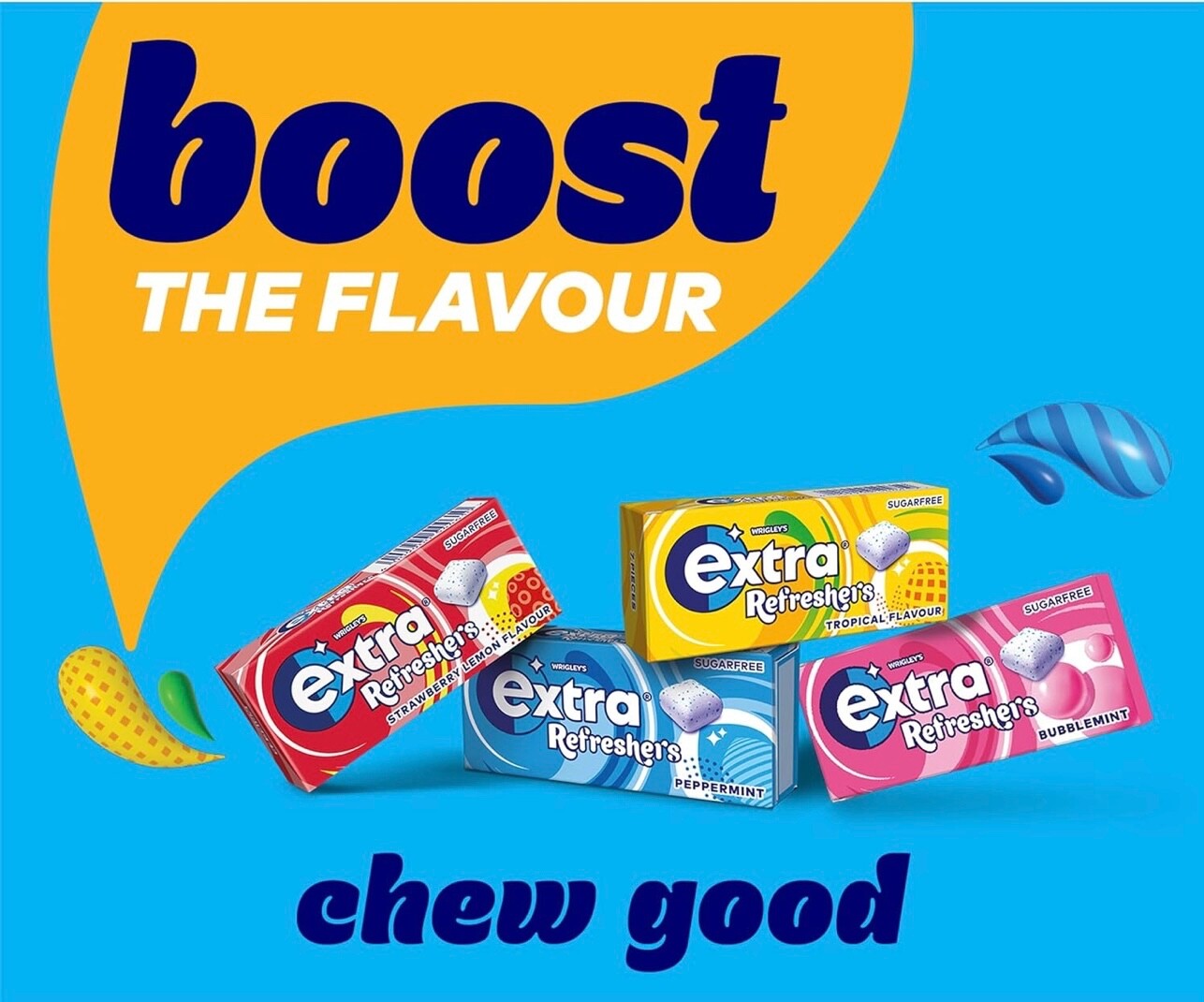 Wrigley’s Extra Refreshers Sugarfree Chewing Gum 30pcs - Tropical & Bubble Mint!