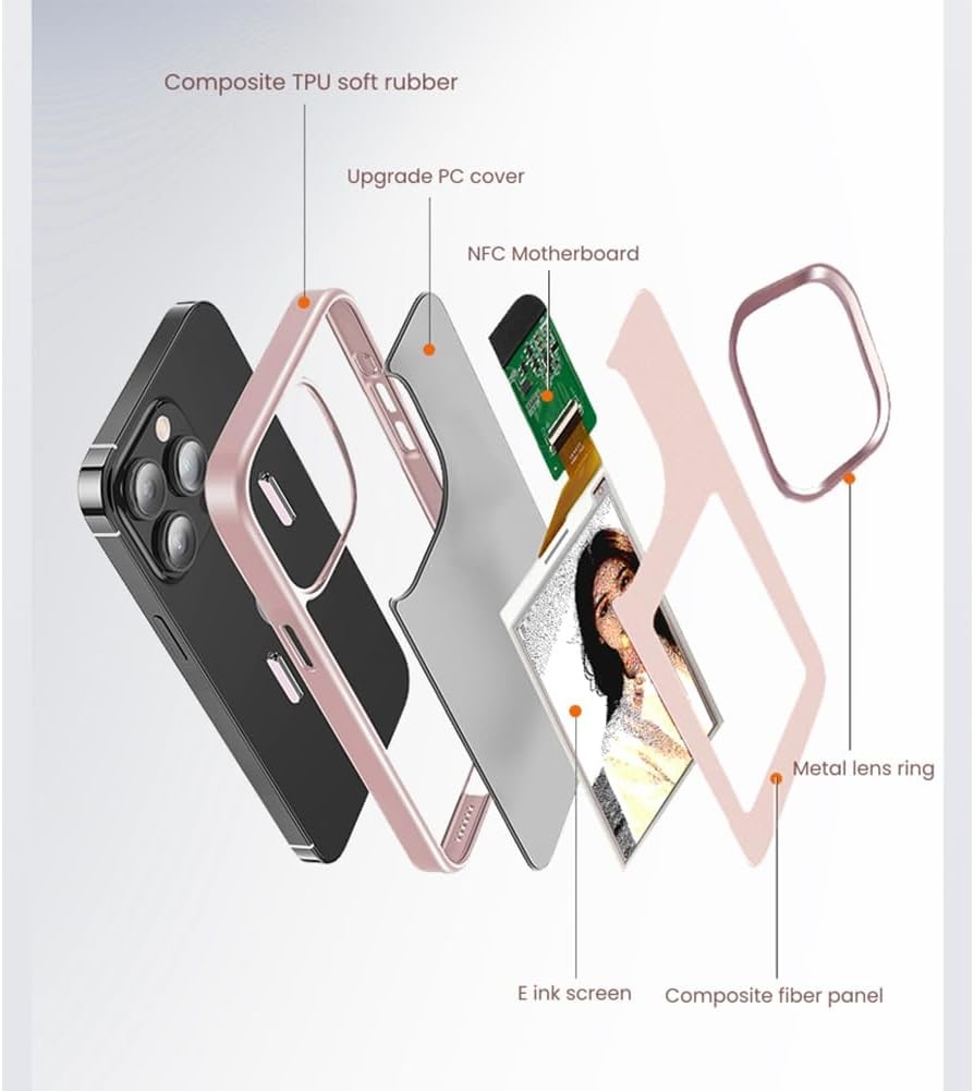 DIY E-Ink Phone Pro 16 Case Silicone Shockproof Smart NFC AI Ink Stylish Screen
