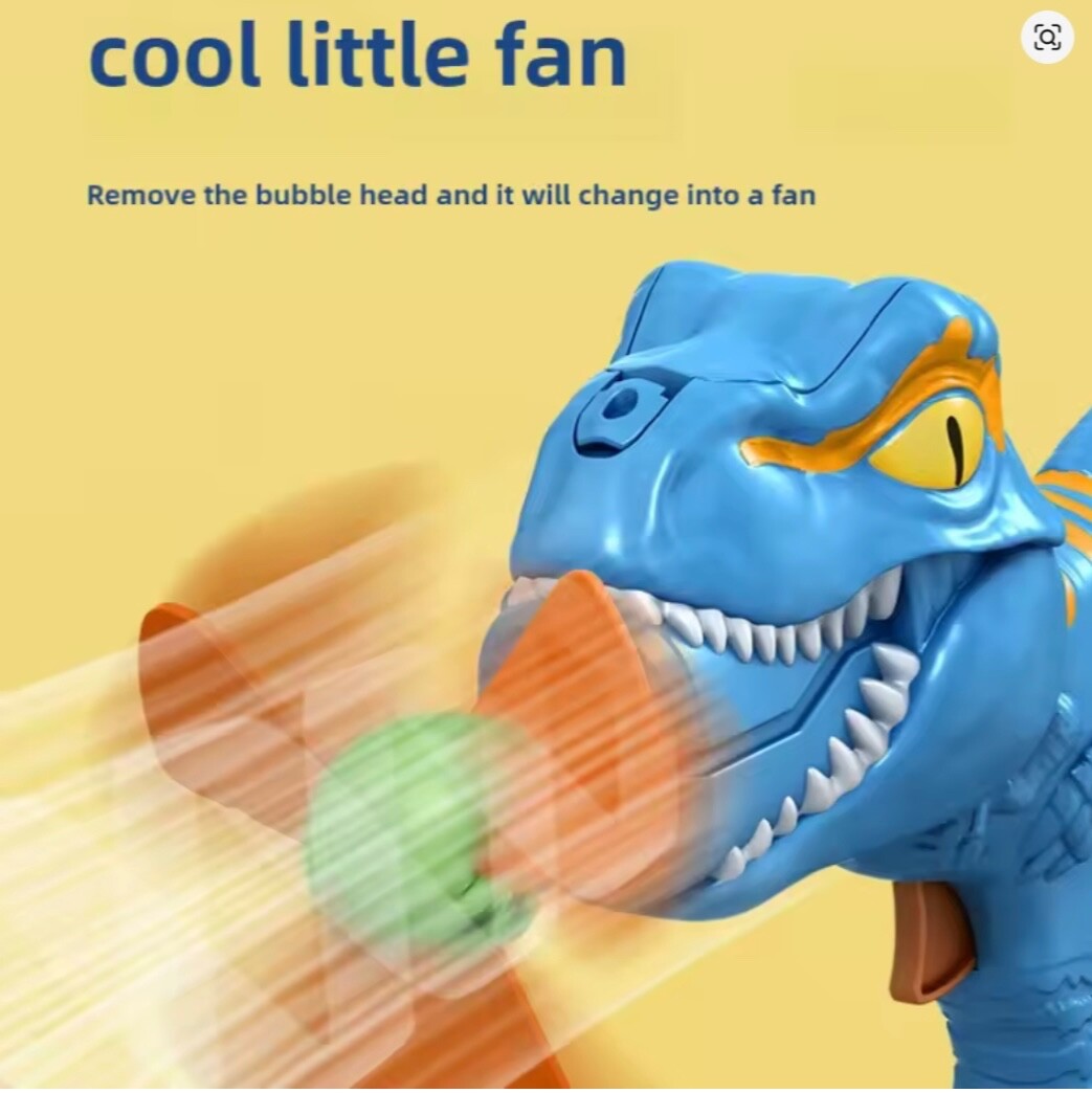 Dinosaur Bubble Blower Fan Gun Toy for Kids |  Electric Summer Outdoor Fun Gifts