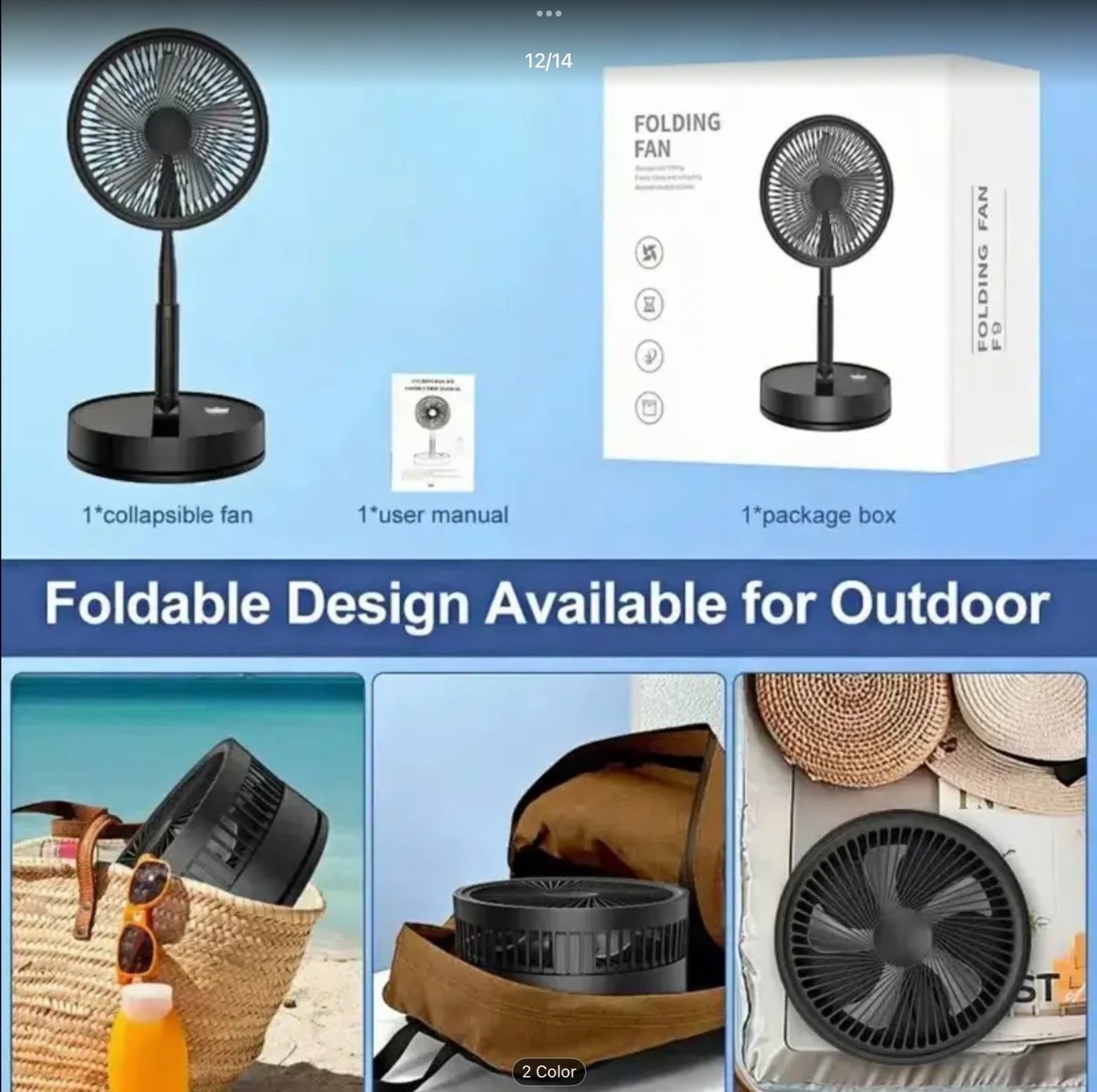 Portable Rechargeable Folding Cooling Desk & Pedestal Fan Remote USB Silent Gift
