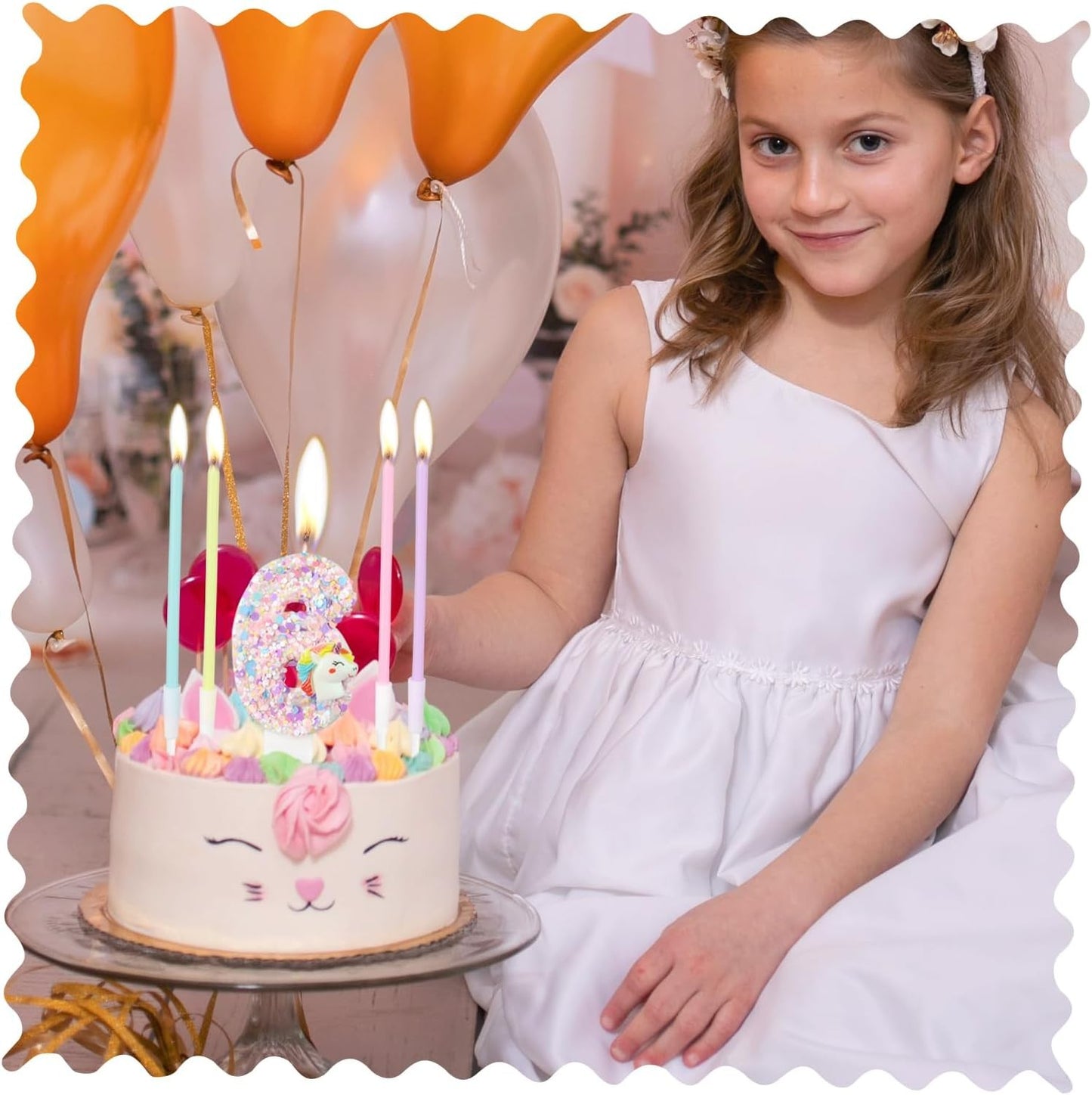 Birthday Decorations Happy Pink Number Unicorn Candles Glitter Cake Girls Party