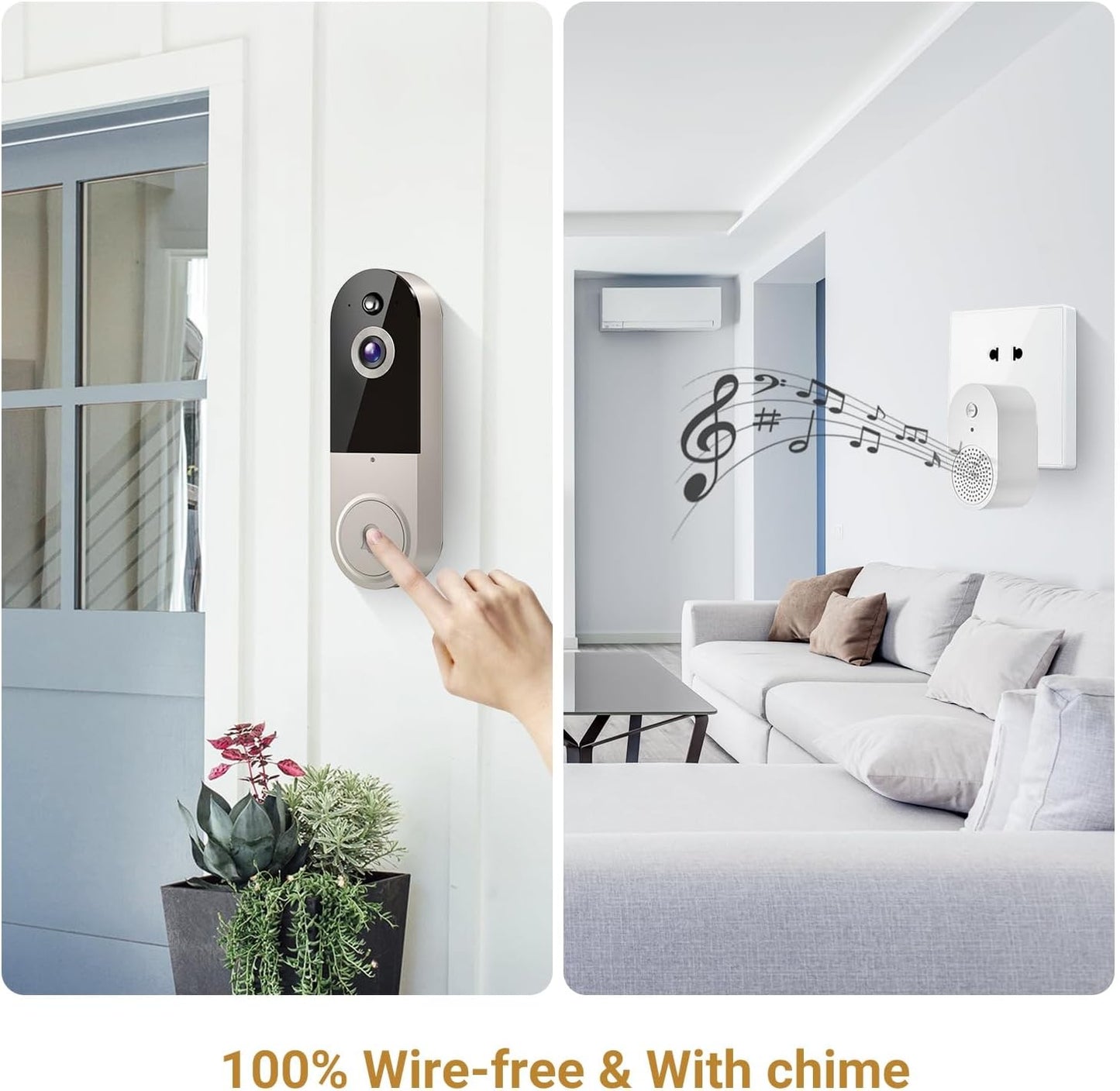 Video Wireless Camera Doorbell Smart Wifi Intercom Phone 1080p Human Detection