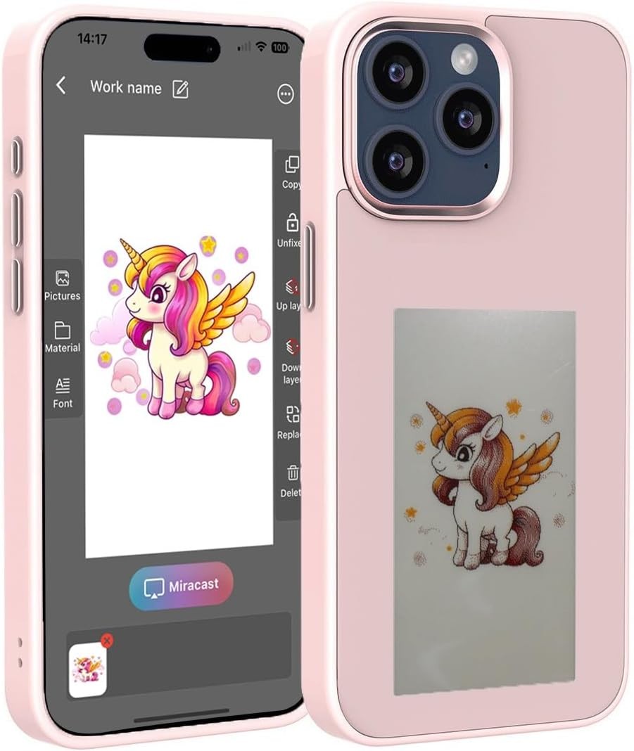 DIY E-Ink IPhone 15 16 Case Silicone Shockproof NFC AI Projection Stylish Screen