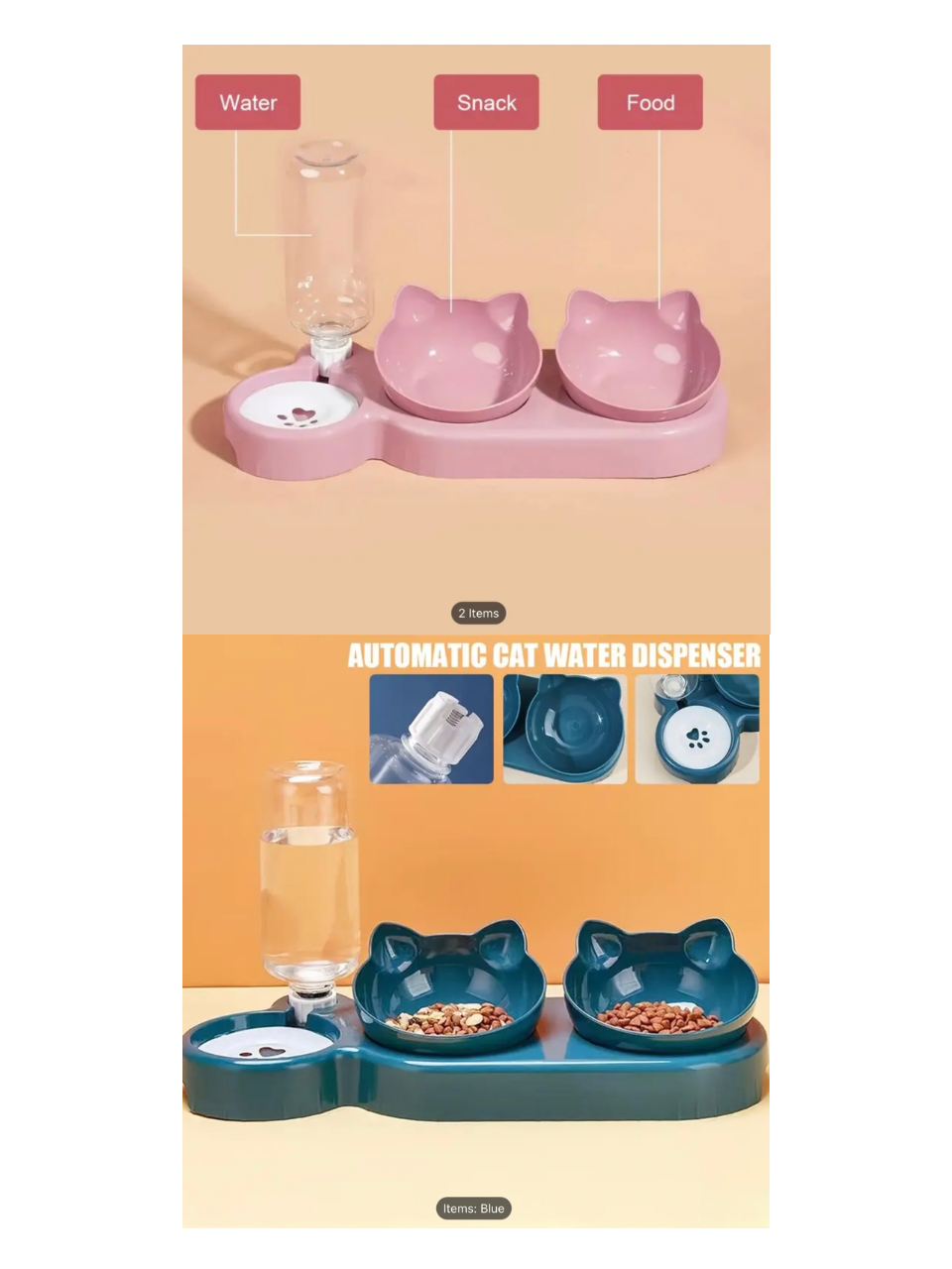 3-in-1 Cat Dog Bowl Set | Feeder, Automatic Water Feeder |2 Free Poo Bags Gift