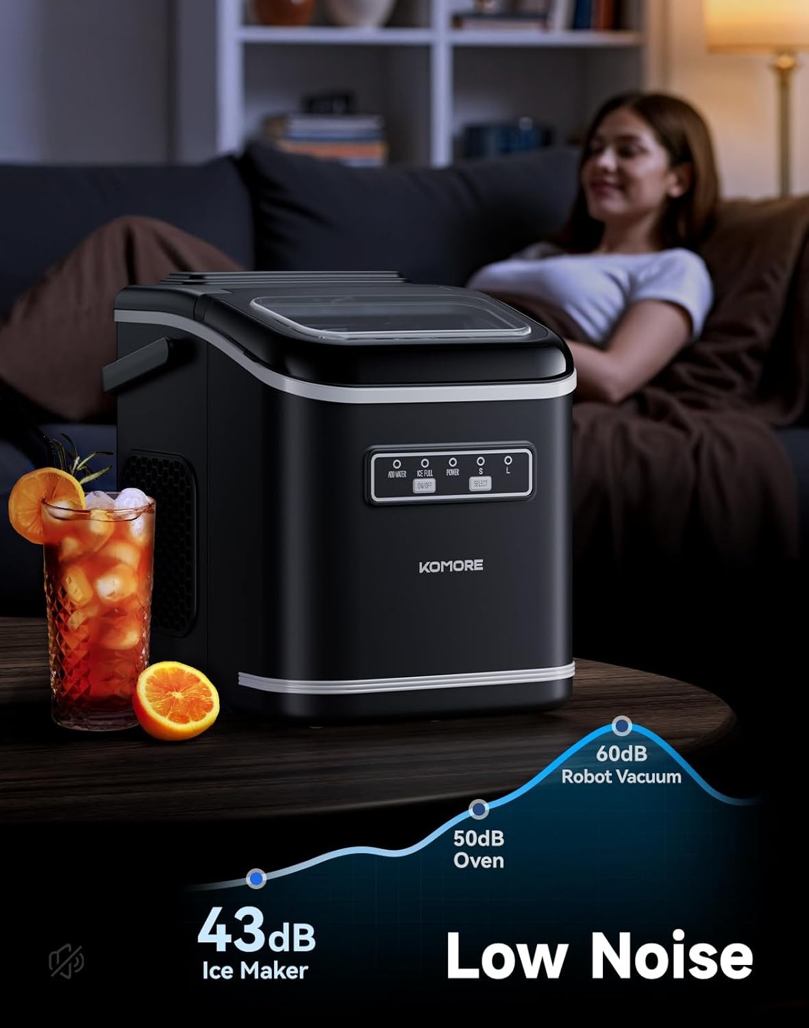 Electric Ice Cube Maker Machine w/handle Portable Automatic Countertop Cocktails