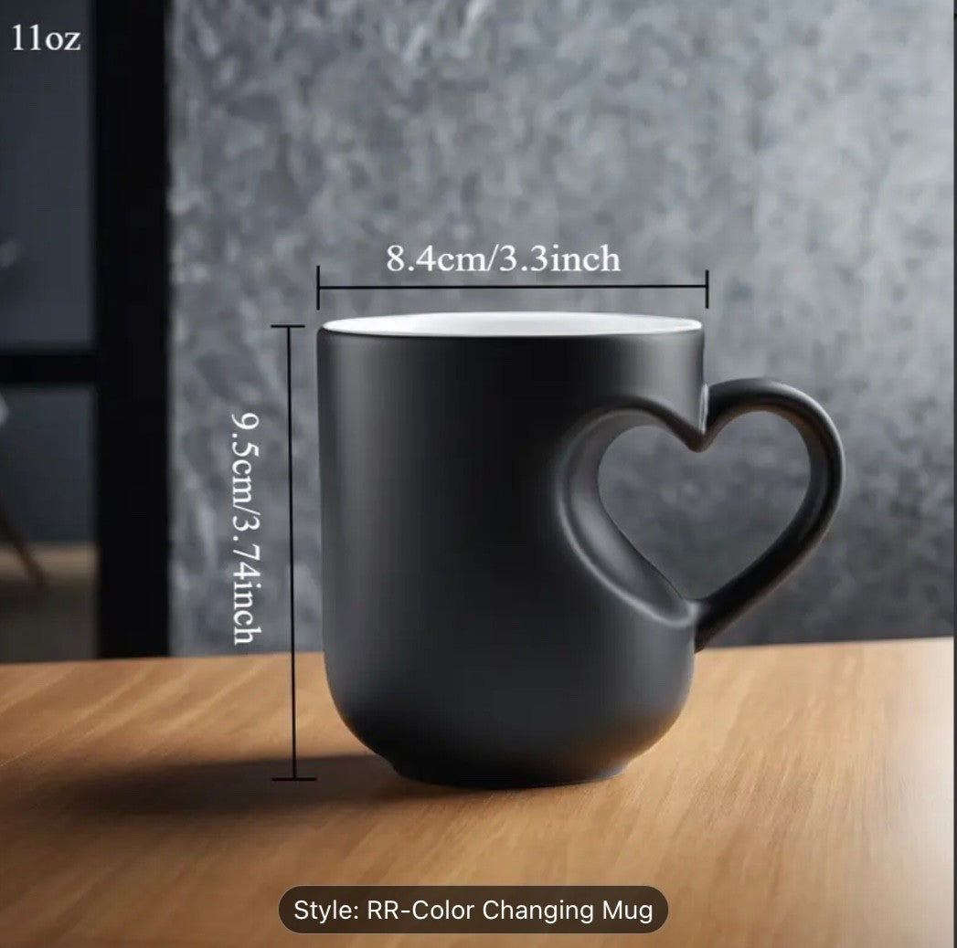 Colour Changing Heat Sensitive Mug Heart Shaped Magic Coffee Novelty Mother Gift