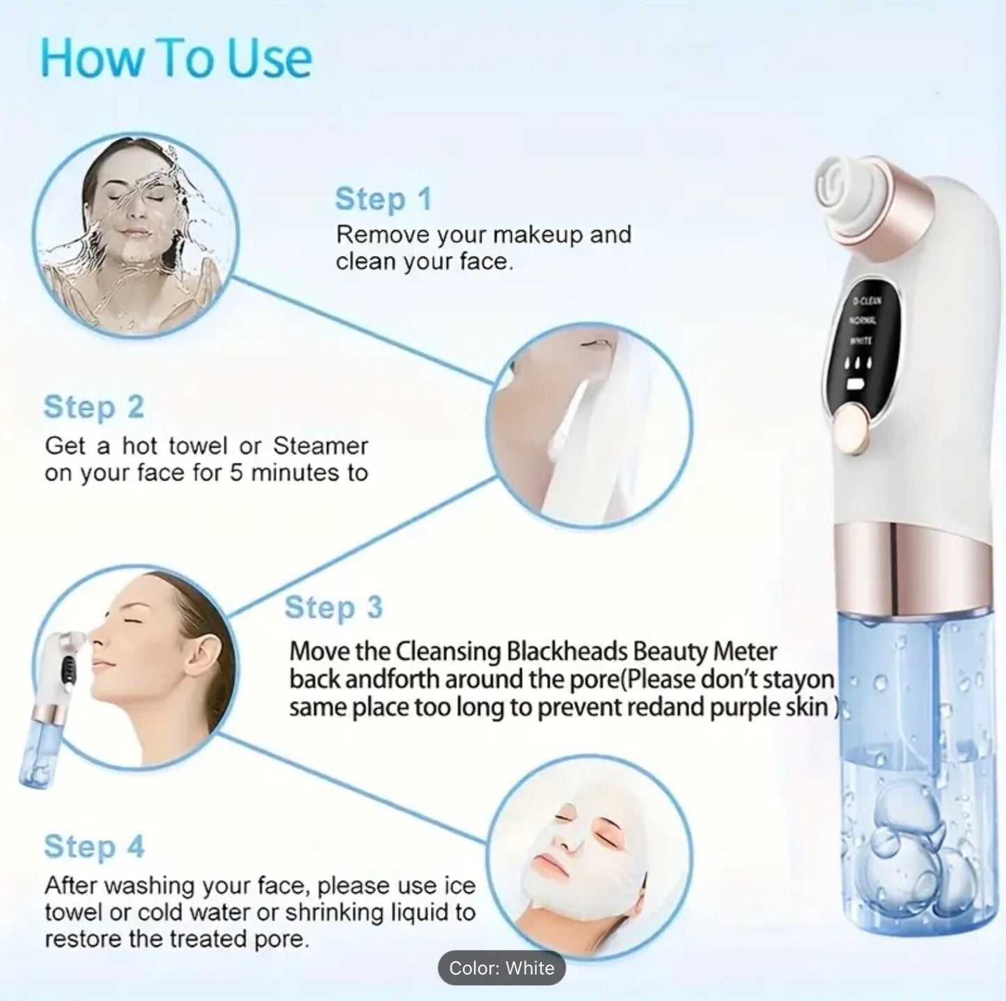 Professional Portable Facial Blackhead Remover Rechargeable Electric Painless