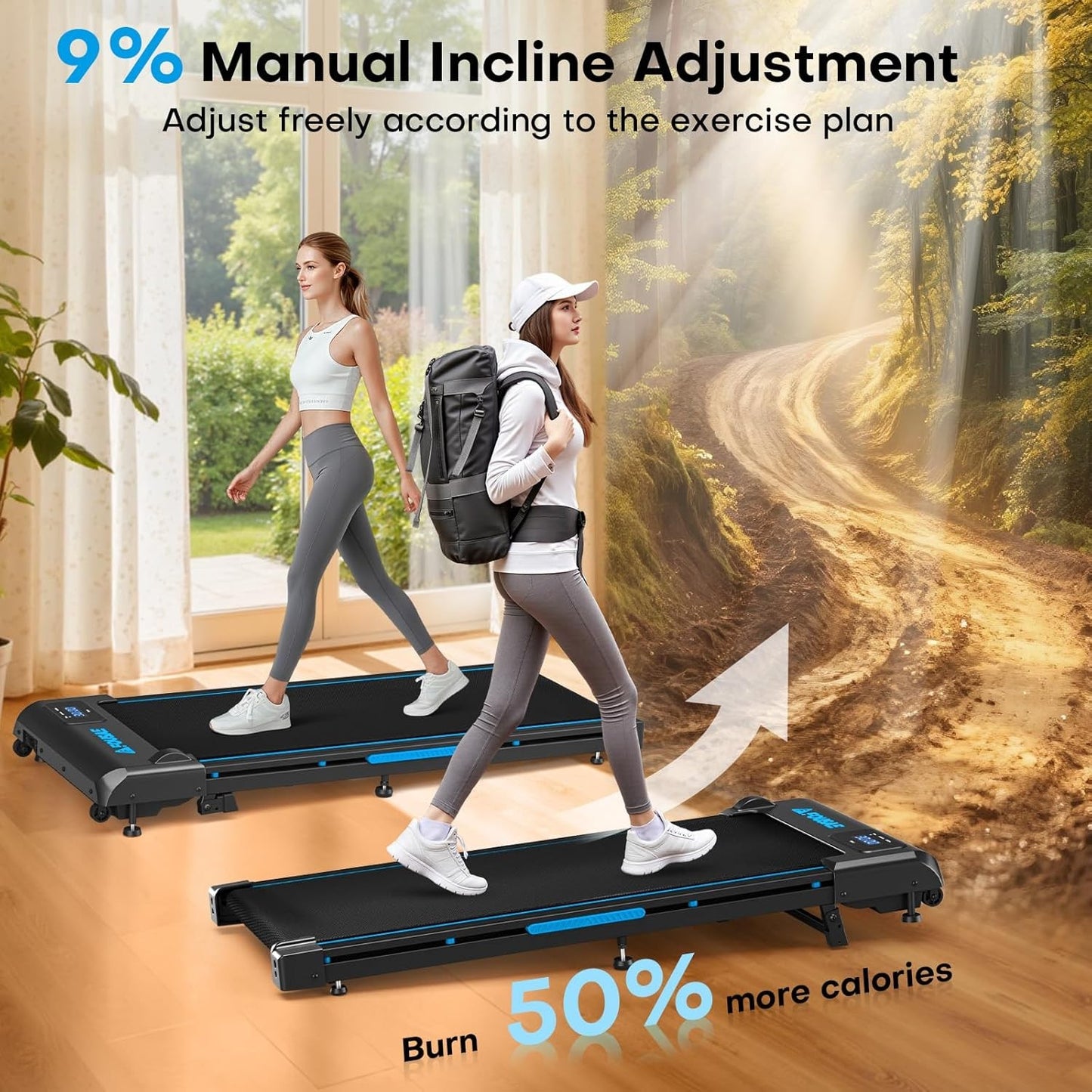 Walking Pad Treadmill Electric Incline Fitness Machine Home Under Desk Remote