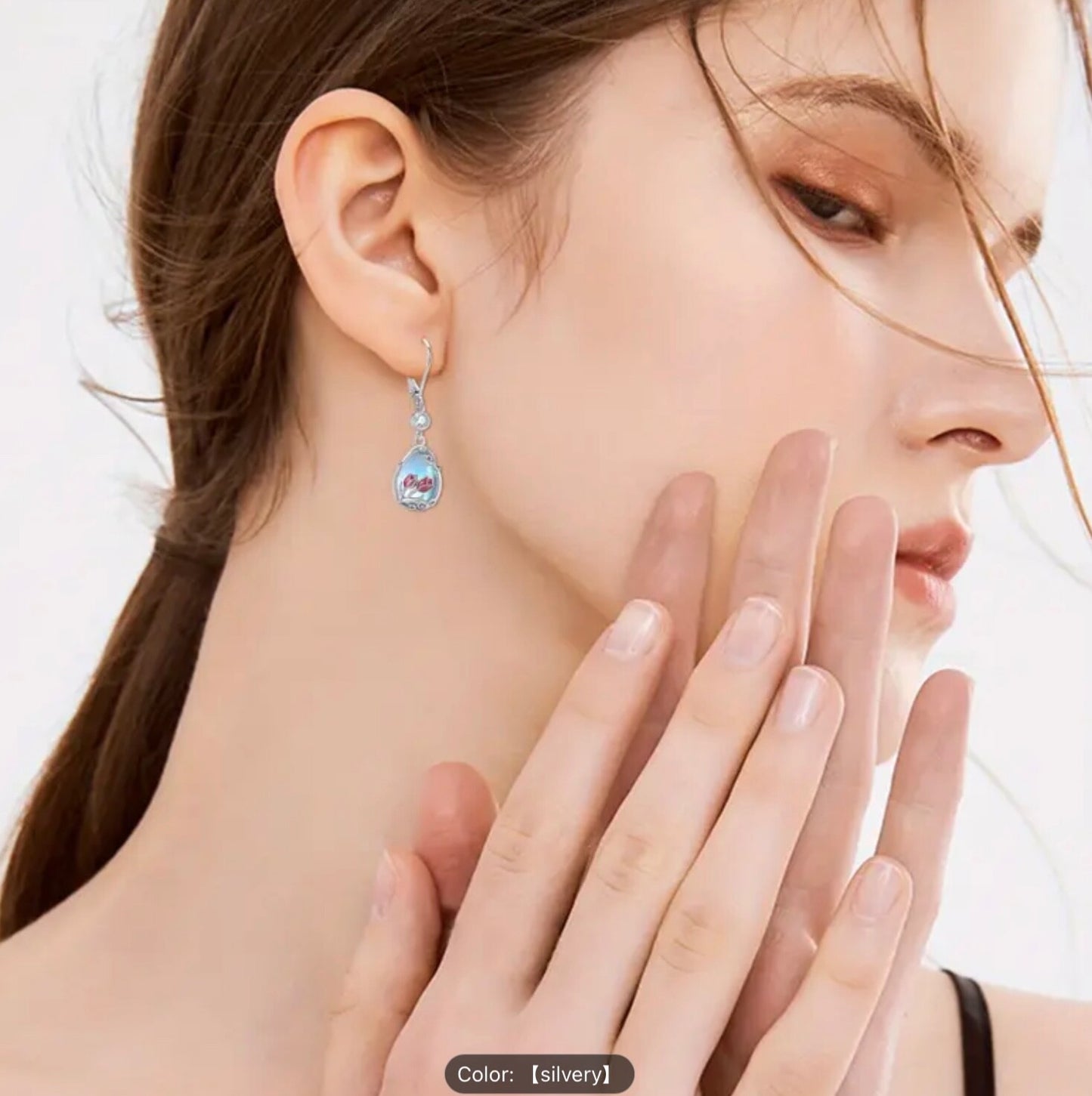 925 Silver Tulip Moonstone Teardrop CZ Dangle Earrings–Hypoallergenic Ideal Gift