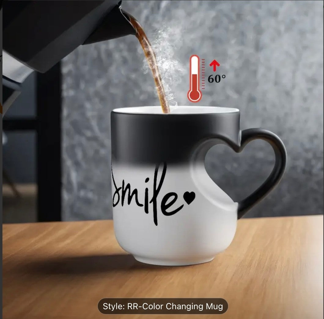 Colour Changing Heat Sensitive Mug Heart Shaped Magic Coffee Novelty Mother Gift