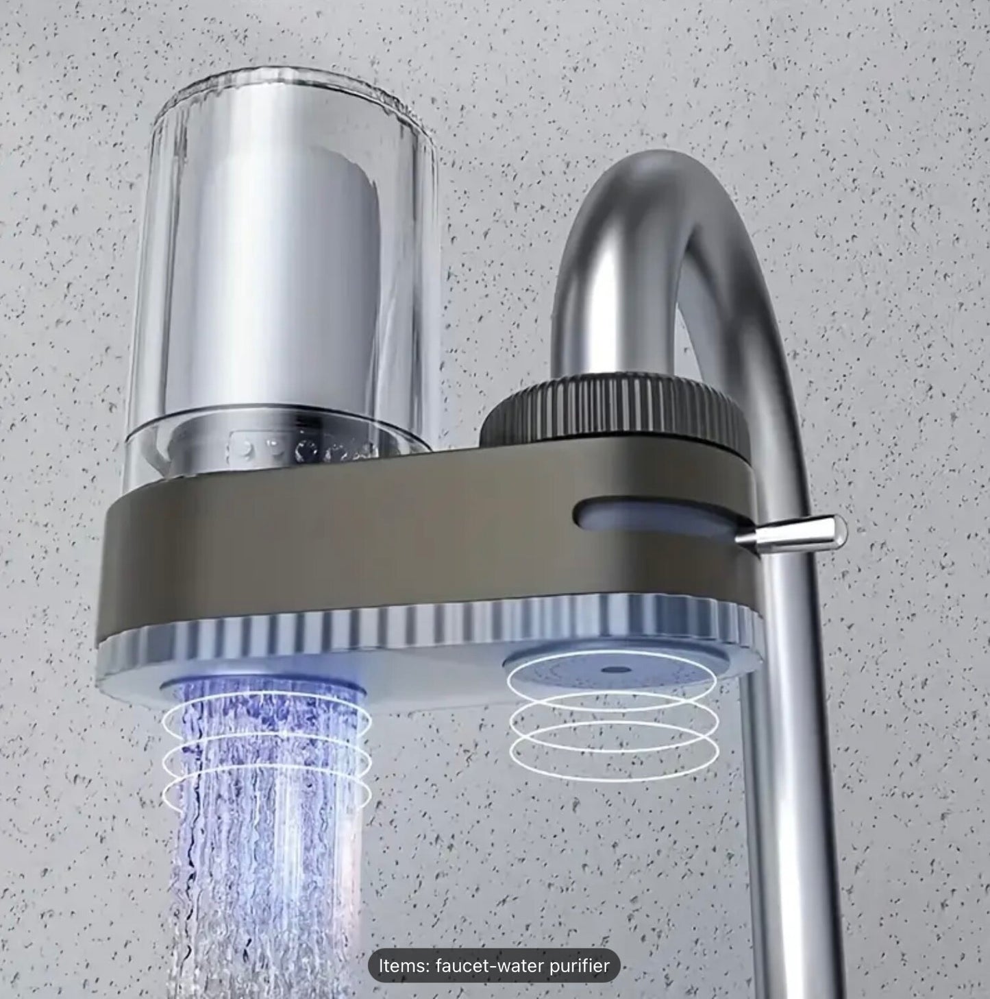 Faucet Water Purifier Filter Grey Portable Tap Attachments 2 Cartridges Kitchen