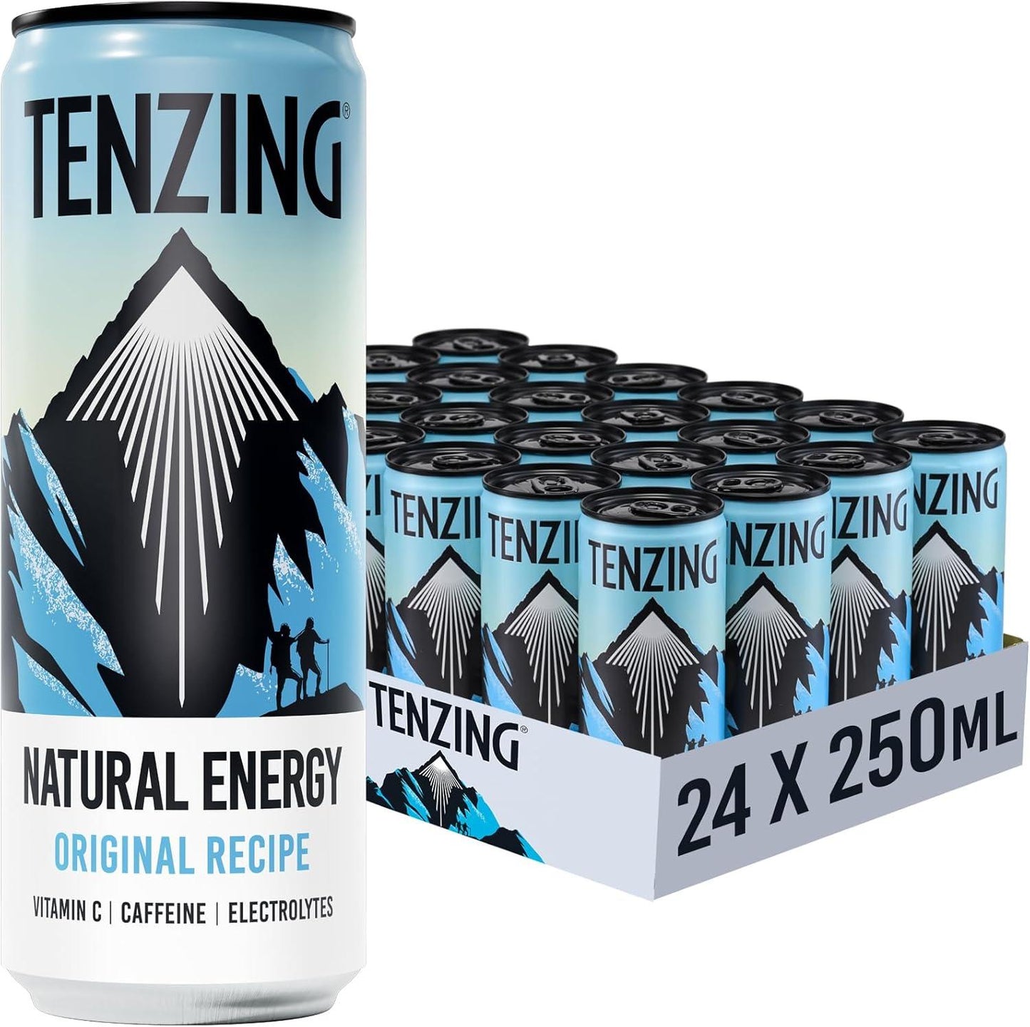 TENZING Natural Energy Drink, Plant Based, Vegan, & Gluten Free Drink, Pineapple & Passionfruit, 330Ml (Pack of 12) - Packaging May Vary Tenzing