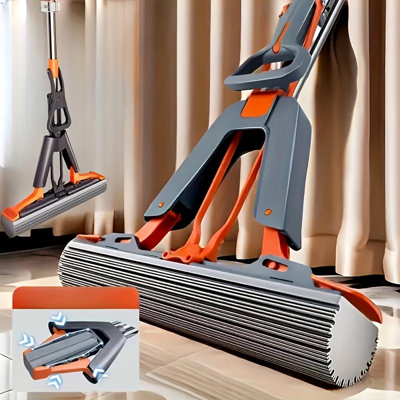 Cleaning Power High Absorbency Sponge Mop Dual Fold Dry Wet Use Durable Handle