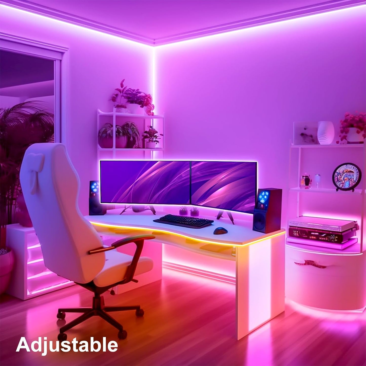 LED Strip Light 5M, RGB Music Sync Colour Changing LED Lights for Bedroom, Smart Ambient Lights with Bluetooth App & Remote Control, Flexible Design for Gaming, Ceiling, and Home Decoration unbranded