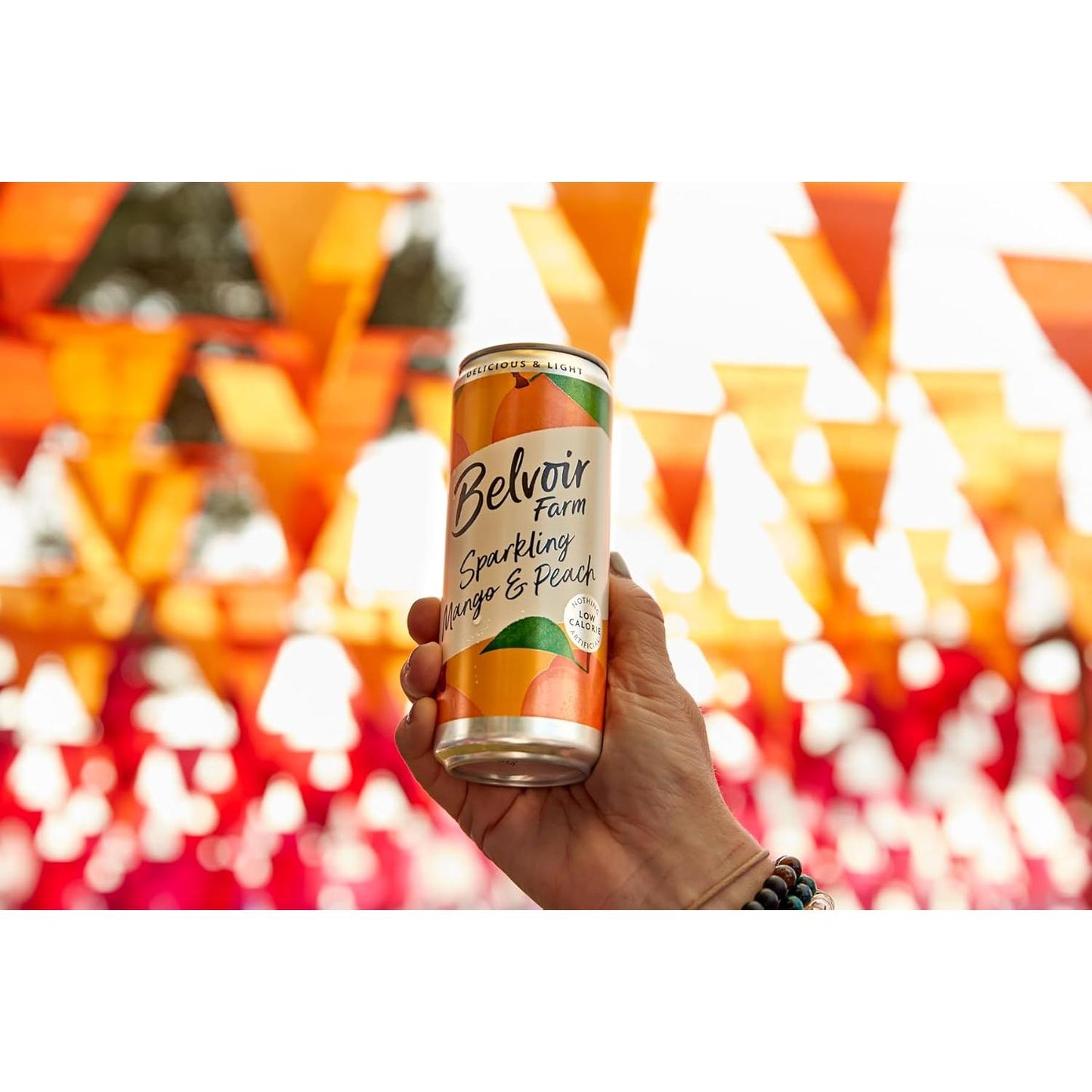 Belvoir Farm - Sparkling Mango & Peach, Delicious and Light, Real Fruit Juice, Low in Calories, Nothing Artificial, Gluten Free, Suitable for Vegetarians & Vegans 24X330Ml
