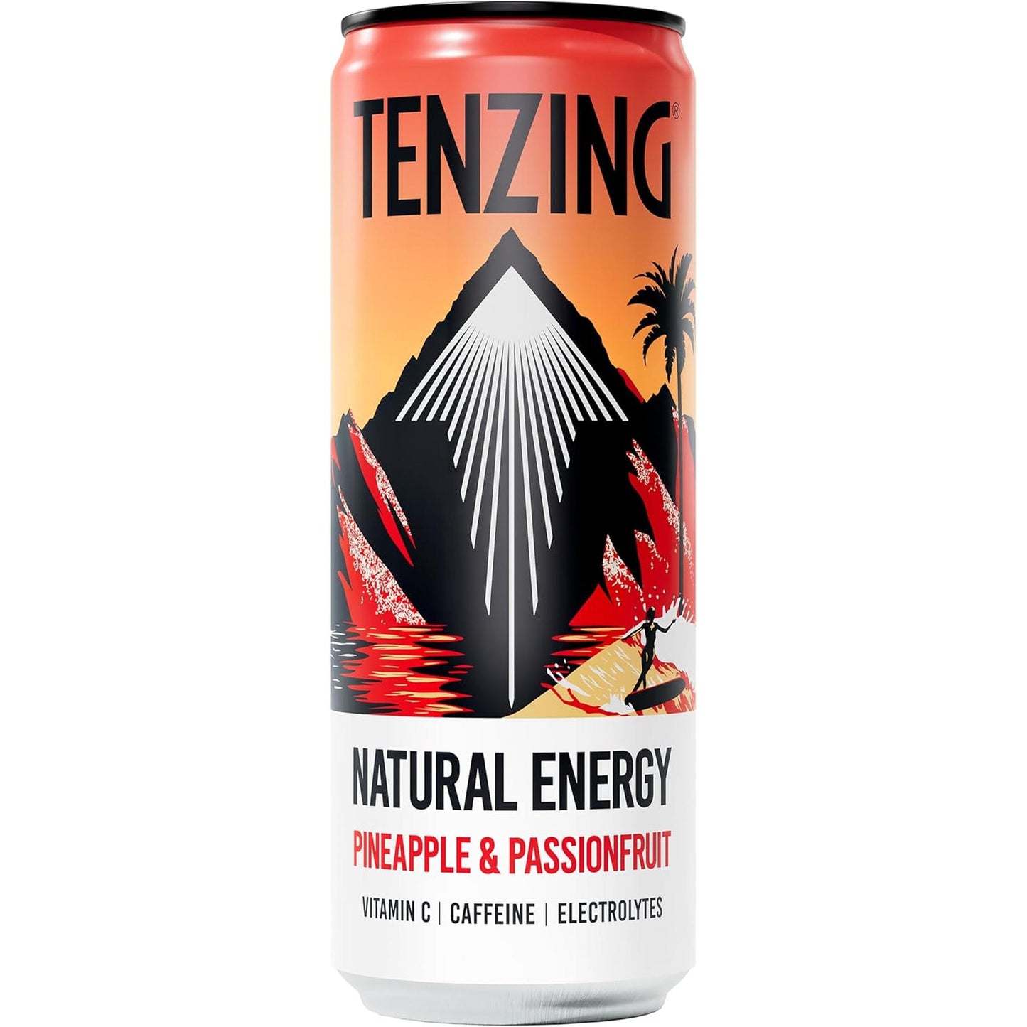 TENZING Natural Energy Drink, Plant Based, Vegan, & Gluten Free Drink, Pineapple & Passionfruit, 330Ml (Pack of 12) - Packaging May Vary Tenzing