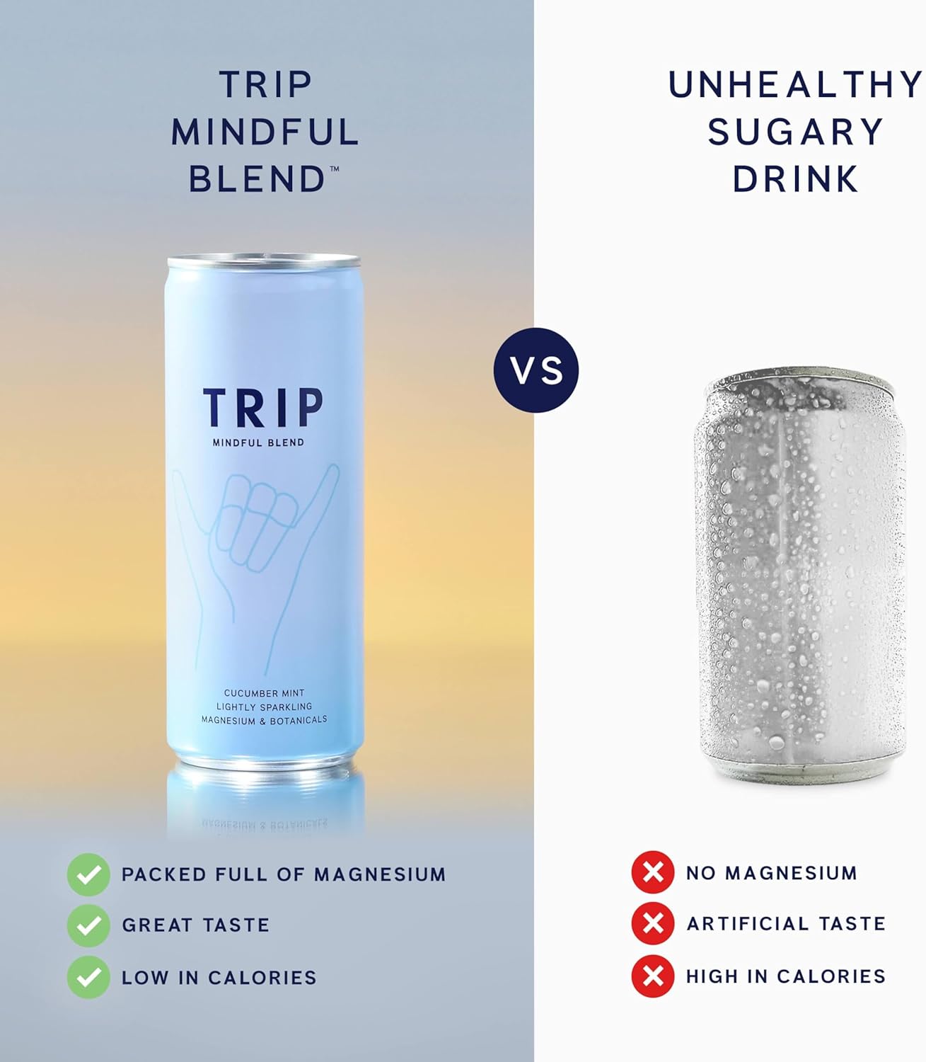 TRIP Mindful Blends Cucumber Mint Sparkling Drink with 1440MG Magnesium Lion’s Mane Chamomile Lemon Balm Low Calorie Vegan Pack of 12 X 250ml UK Crafted Beverage