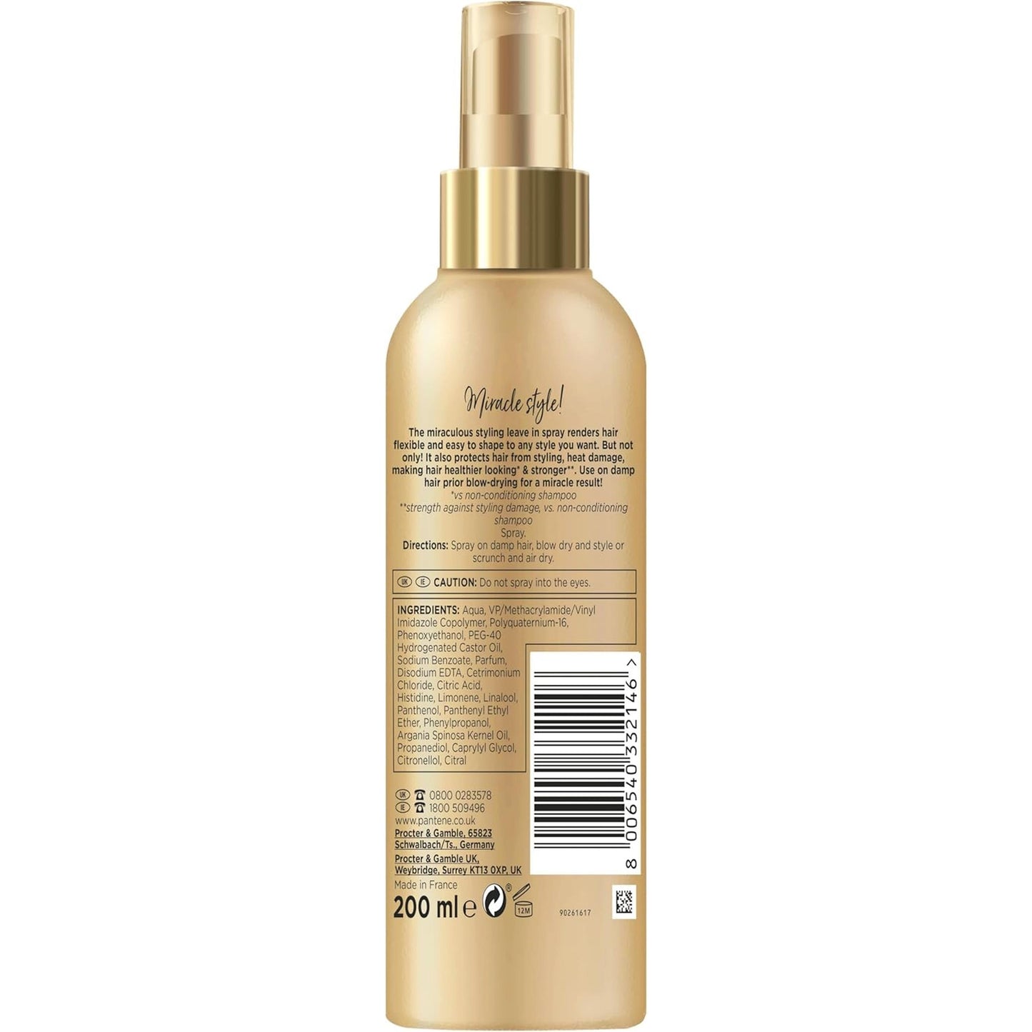 Pantene Heat Protection Spray, Leave in Conditioner, 5-In-1, 200Ml, Styling Hairspray, Primer, Shaping, Protecting and Nourishing Hair Treatment