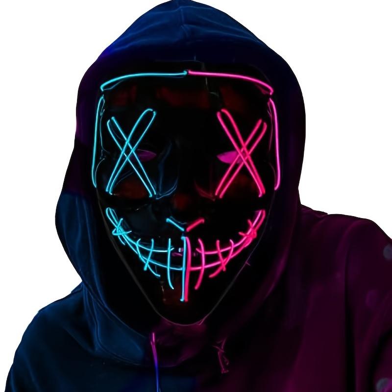 LED Halloween Mask - Motion Sensor, Neon Glow, Sound-Activated Lighting, PVC Horror Face Mask for Adults/Teens, Compatible with Halloween, Haunted Houses, Clubs, Festive Celebration, Glowing Effect, Highquality Lighting, Event At