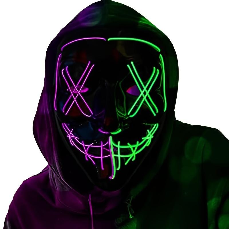 LED Halloween Mask - Motion Sensor, Neon Glow, Sound-Activated Lighting, PVC Horror Face Mask for Adults/Teens, Compatible with Halloween, Haunted Houses, Clubs, Festive Celebration, Glowing Effect, Highquality Lighting, Event At