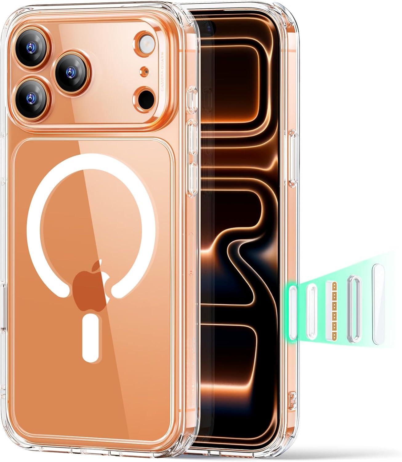 ESR iPhone 17 Pro Case Military-Grade Drop Protection Shock-Absorbing Air Guard Corners Camera Control Cover Magsafe Compatible Hybrid Series Clear Acrylic Magnetic Wireless Casing