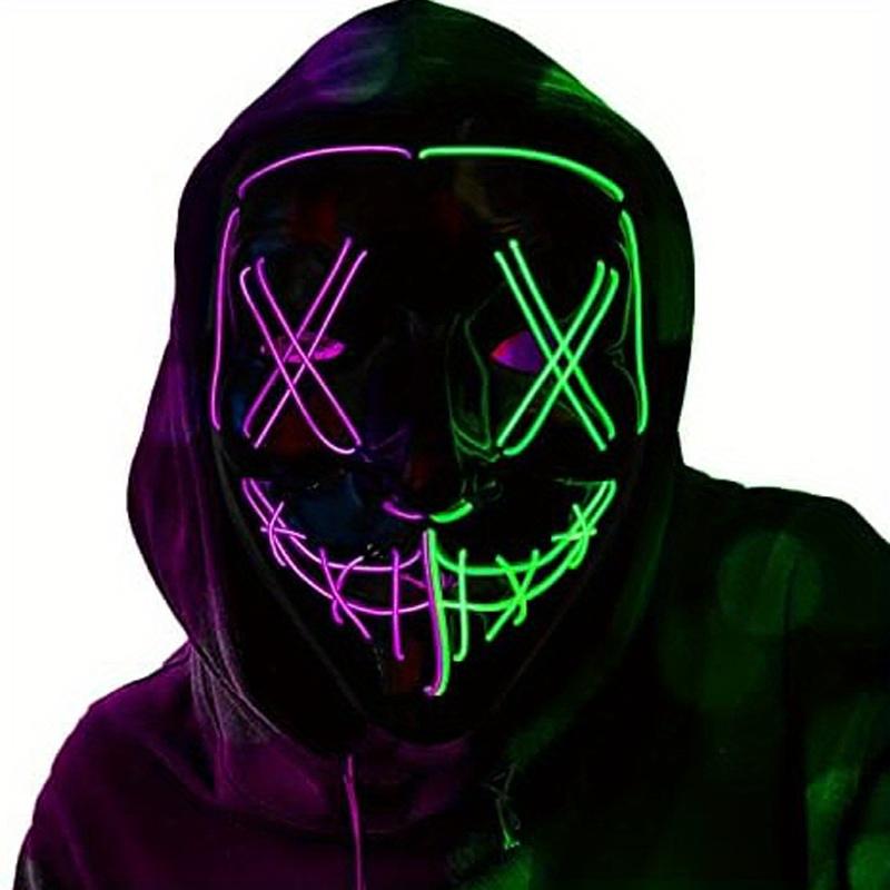LED Halloween Mask - Motion Sensor, Neon Glow, Sound-Activated Lighting, PVC Horror Face Mask for Adults/Teens, Compatible with Halloween, Haunted Houses, Clubs, Festive Celebration, Glowing Effect, Highquality Lighting, Event At