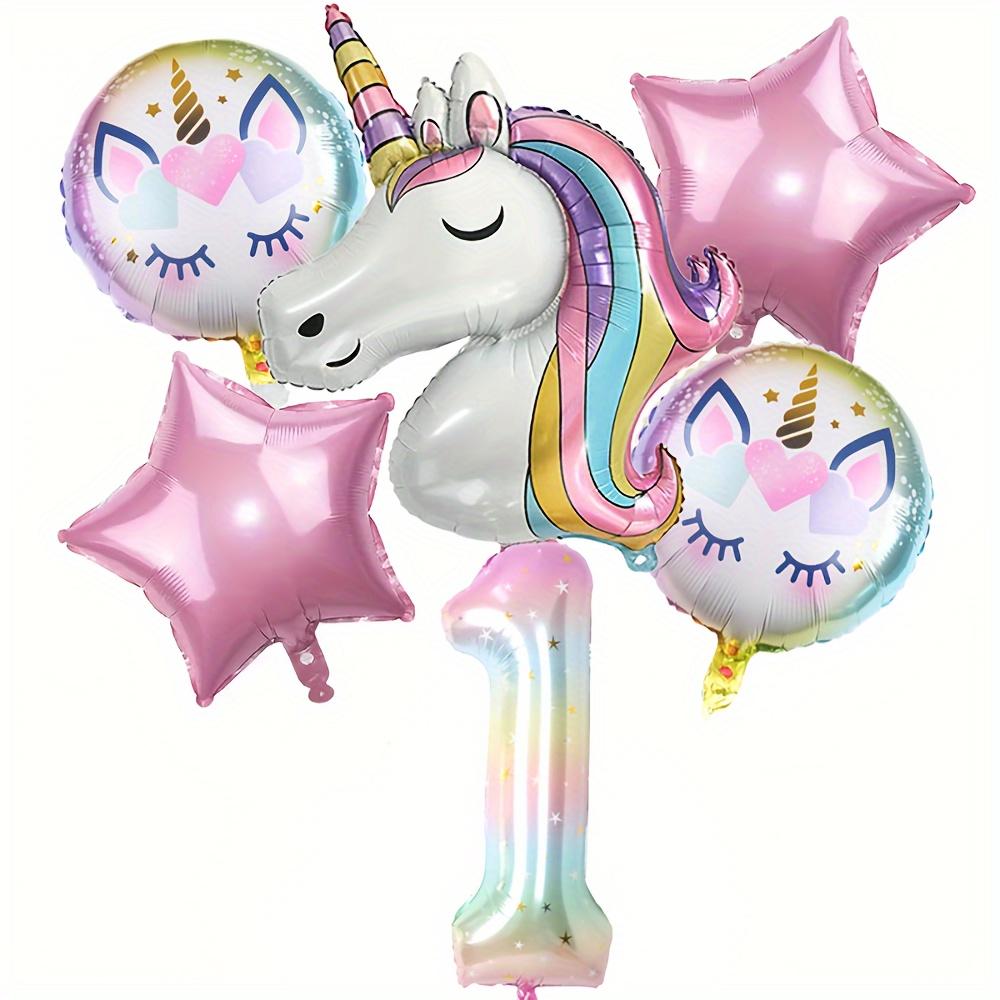 6pcs Unicorn Balloon Set - Star Numbers and Star Balloons, Durable and Reusable