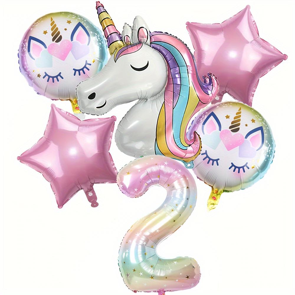 6pcs Unicorn Balloon Set - Star Numbers and Star Balloons, Durable and Reusable
