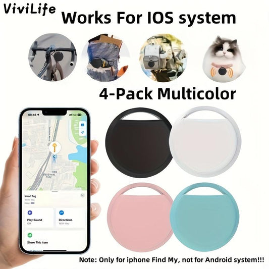 4pcs GPS Smart Anti-Lost Tracker, Real-Time Tracking, No Installation Required, Suitable for Pets, Bags, Luggage, Bicycles, Cars Compatible with iOS System Find My App, Anti-Lost Worry-Free (Limited to iOS), Air Tag, Key Finder, Gp For Vehicle, Gp Mini F