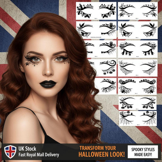 12pcs Halloween Eye Makeup Stickers, Waterproof and Removable Eyeshadow Replacement Kit, Halloween Party Supplies, Pumpkin Spider Bat Witch