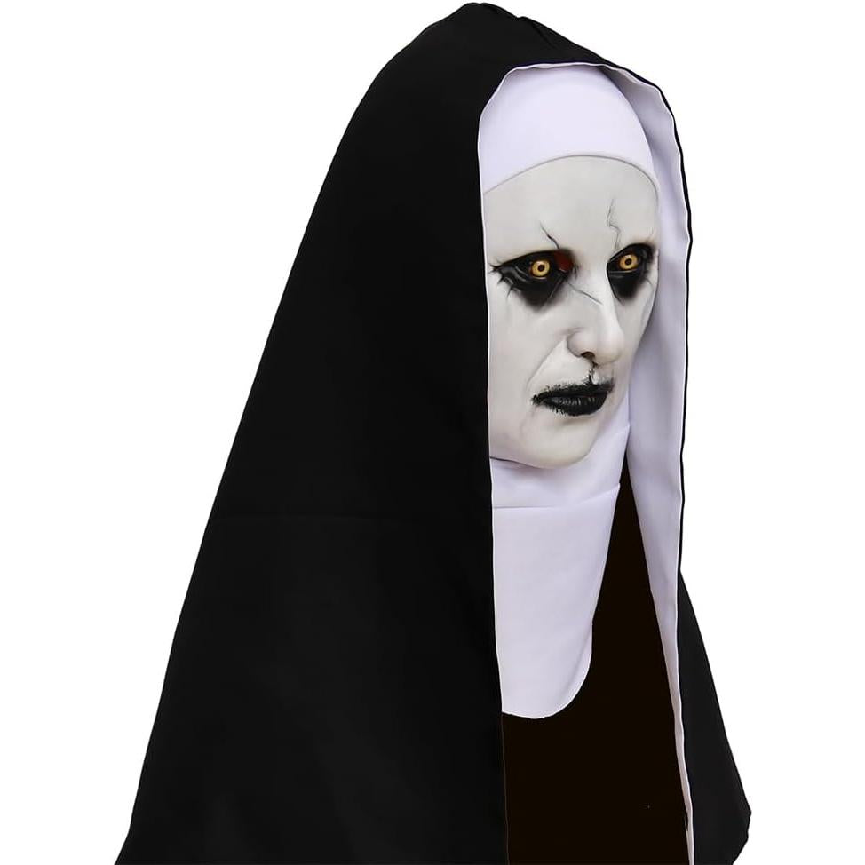 ZDOVLZZPON Halloween Nun Full Head Latex Mask for Scary Party Cosplay Mens Masquerade