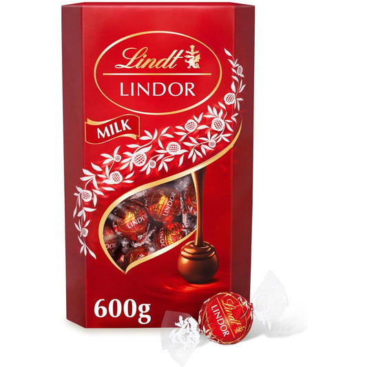 Lindt Lindor Milk Chocolate Truffles Box Extra Large - Approx 48 Balls, 600G - Chocolate Truffles with a Smooth Melting Filling - Gift Present or Sharing Box - Easter, Birthday, Congratulations