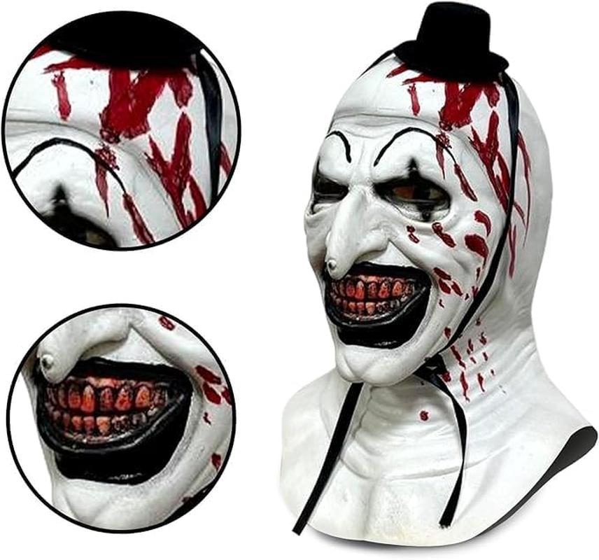 NEW-YIJUNSHUN Adult Terrifier Art the Clown Mask Art the Clown Terrifier Costume Terror Masks Scary the Killer Clown Joker Mask Halloween Cosplay Full Head Costume Props NYJS