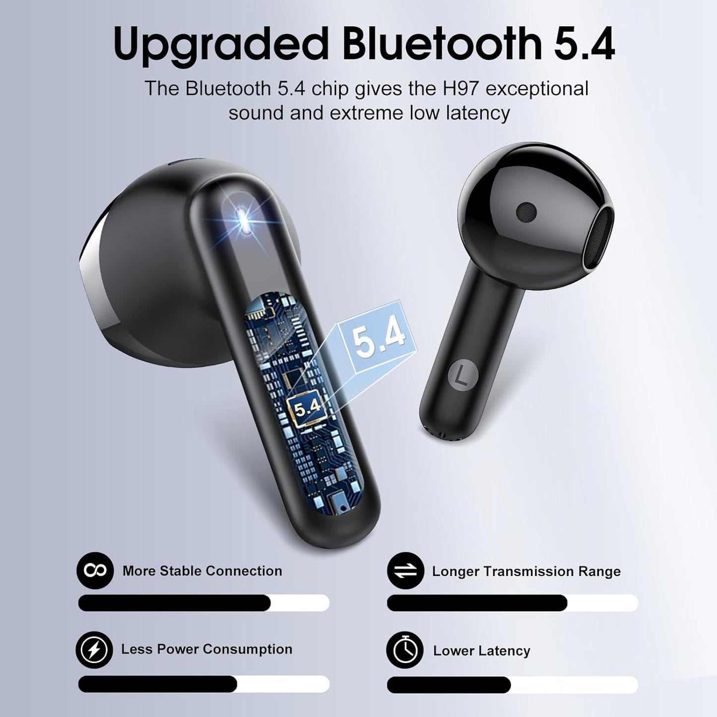 Wireless Earbuds, Bluetooth 5.4 Earphones in Ear with Hifi Stereo,14Mm Drivers with Big Bass, 40H Clear Calls Bluetooth Earphones, Wireless Ear Buds with 4 ENC Noise Cancelling Mic IP7 Waterproof Cillso
