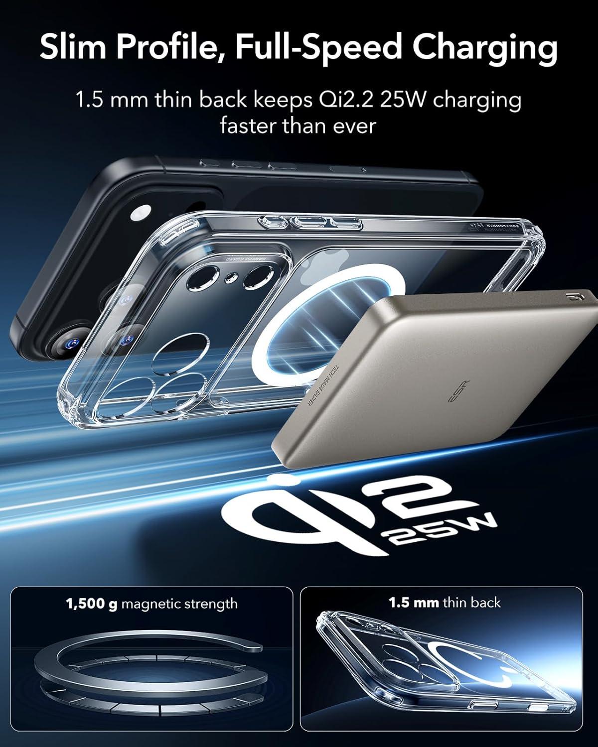 ESR iPhone 17 Pro Case Military-Grade Drop Protection Shock-Absorbing Air Guard Corners Camera Control Cover Magsafe Compatible Hybrid Series Clear Acrylic Magnetic Wireless Casing