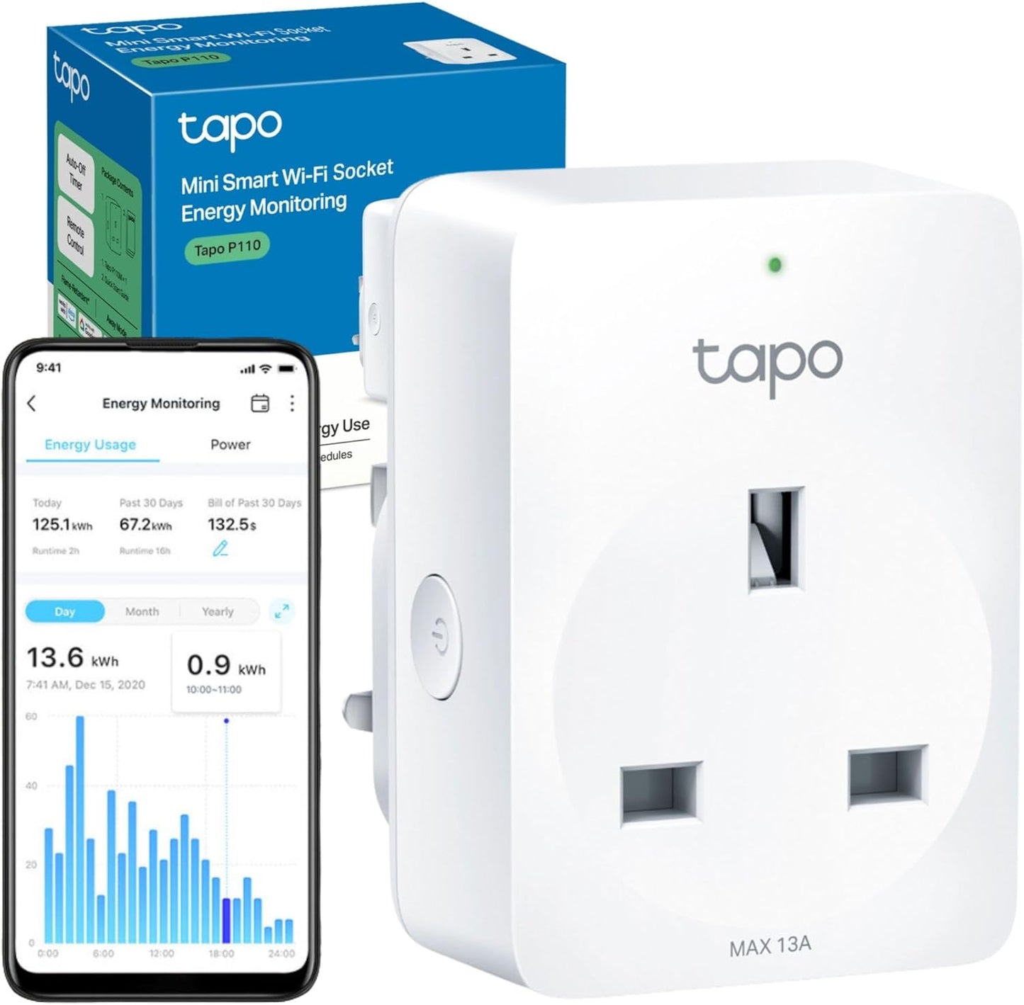 Tapo P100 Smart Plug, Wi-Fi Plug, App Remote Control, Alexa Plug, Voice Control with Alexa & Google, Away Mode, Scheduling & Timer, Device Sharing, Easy Quick Set Up, Multiple Safety Guarantees