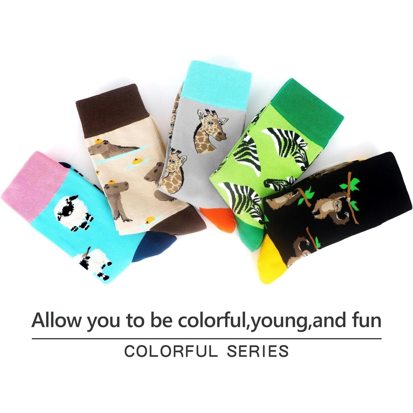 Wecibor 5 Pairs Women'S Funny Colorful Novelty Pattern Combed Cotton Socks WeciBor