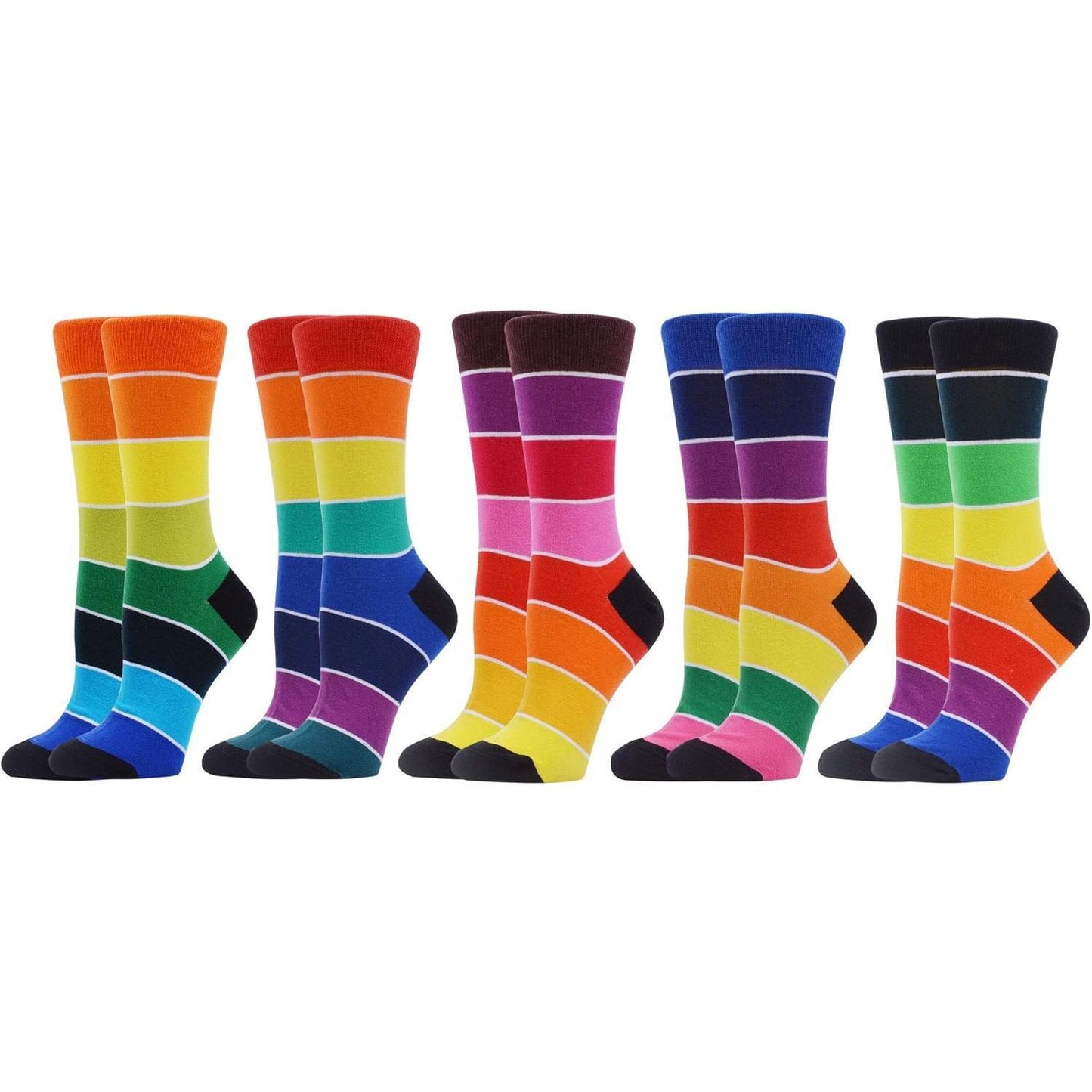 Wecibor 5 Pairs Women'S Funny Colorful Novelty Pattern Combed Cotton Socks WeciBor