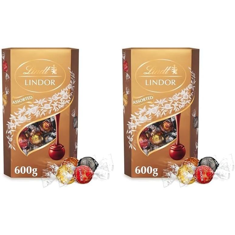 Lindt Lindor Assorted Chocolate Truffles Box Extra Large - Approx 48 Balls, 600G - Chocolate Truffles with a Smooth Melting Filling - Gift Present or Sharing Box - Easter, Birthday, Congrats