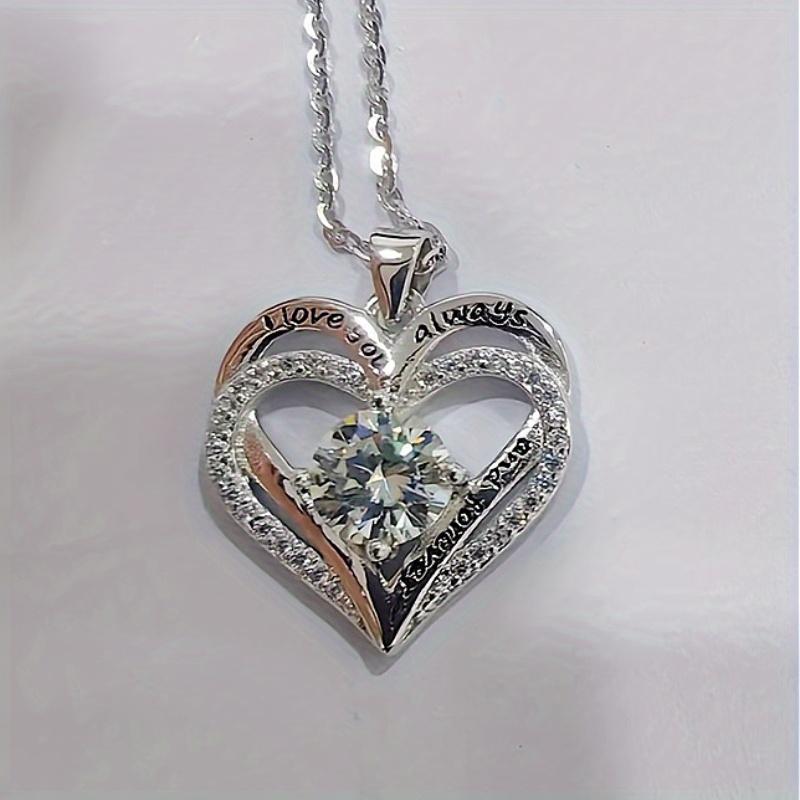 Genuine 925 Sterling Silver Heart Necklace Moissanite Women Love Pendant Gift UK