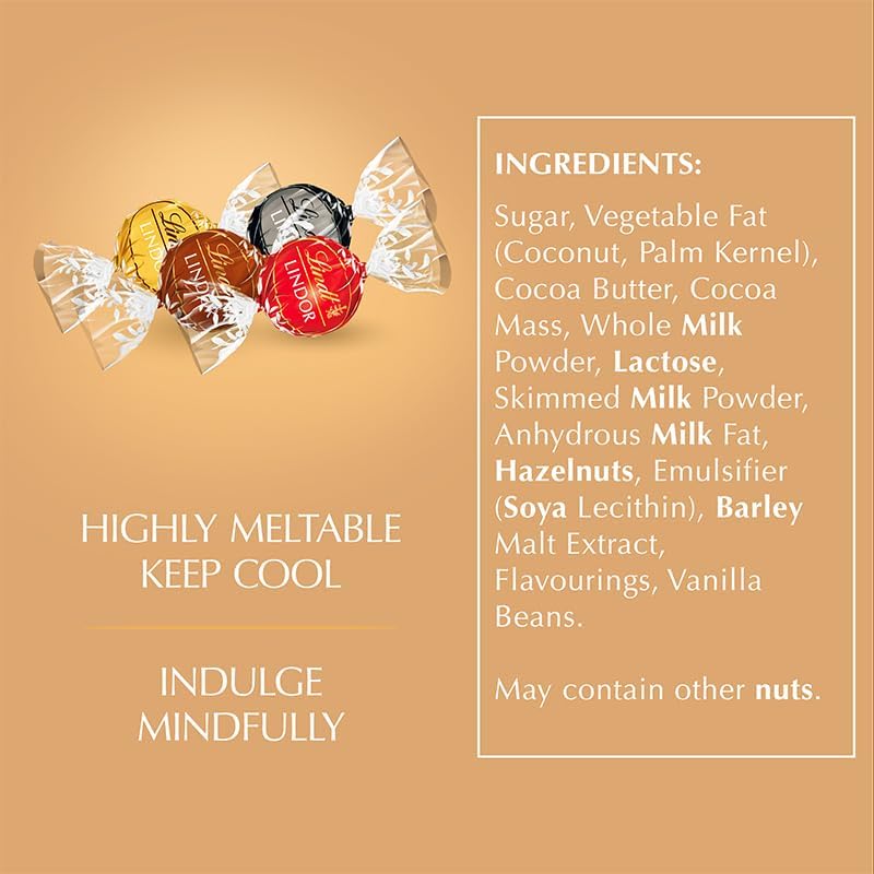 Lindt Lindor Assorted Chocolate Truffles Box Extra Large - Approx 48 Balls, 600G - Chocolate Truffles with a Smooth Melting Filling - Gift Present or Sharing Box - Easter, Birthday, Congrats