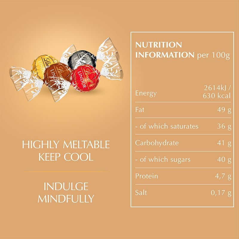Lindt Lindor Assorted Chocolate Truffles Box Extra Large - Approx 48 Balls, 600G - Chocolate Truffles with a Smooth Melting Filling - Gift Present or Sharing Box - Easter, Birthday, Congrats