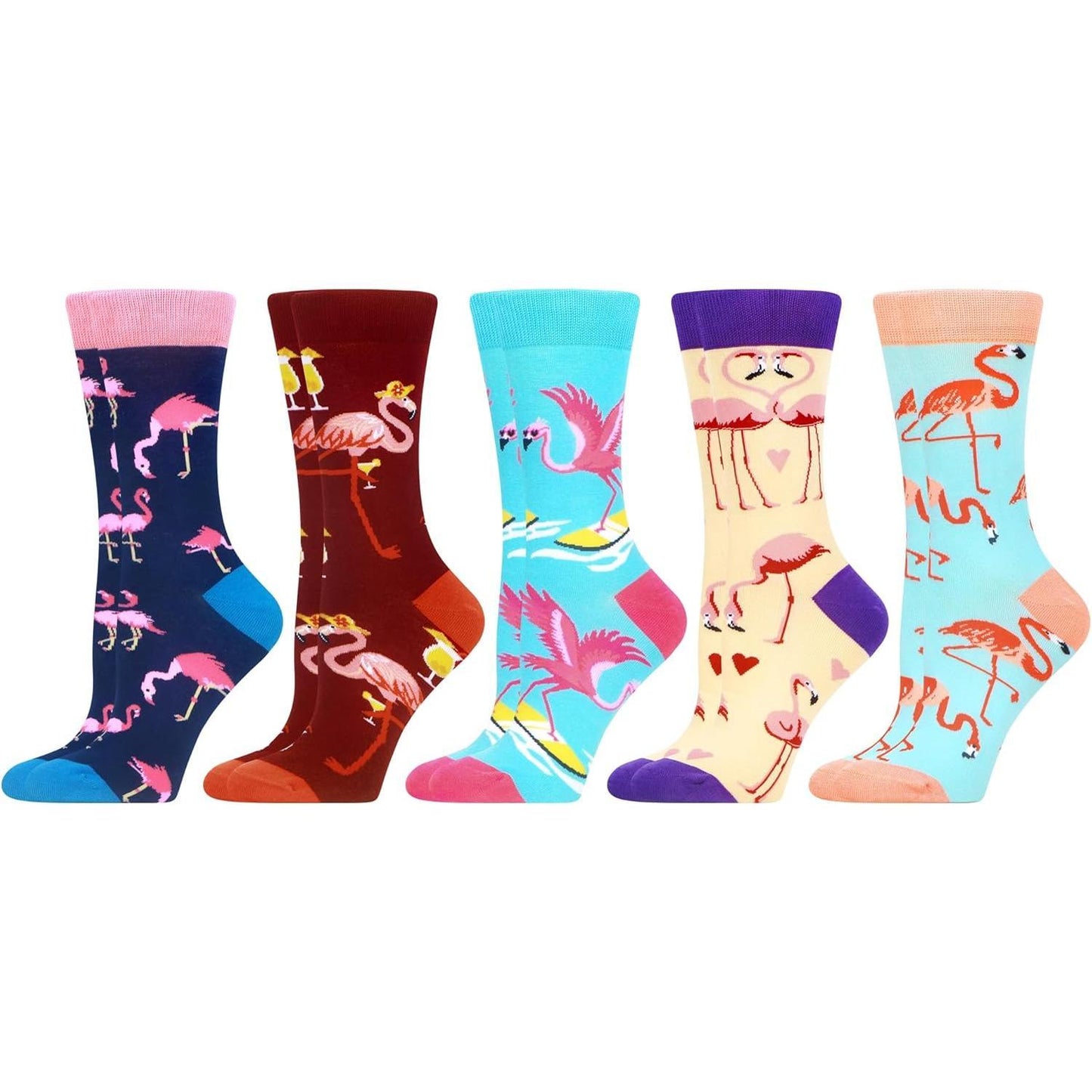 Wecibor 5 Pairs Women'S Funny Colorful Novelty Pattern Combed Cotton Socks WeciBor