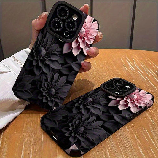 Pink And Black 3D Floral Pattern Phone Case Iphone 17 , AIR, ,Pro , Pro Max Designed to Be Shockproof, Dirt-Resistant, And Provide Full Protection, Smartphone Case, Mobile Phone Love Vertical, Case Max, Aesthetic Ph, Carnation Case For