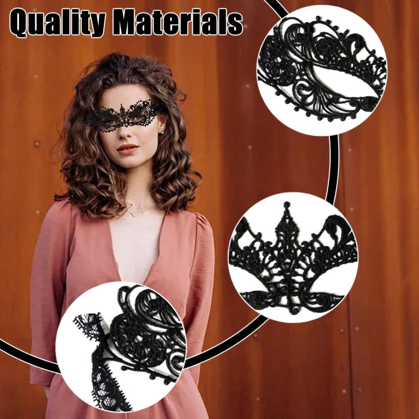Ormromra 2PCS Lace Masquerade Masks, Black Face Mask for Women, Sexy Lace Eyemask, Half Face Venetian Lace Mask, Lady Girl Lace Eye Mask, for Elegant Prom, Halloween, Costume Party ormromra