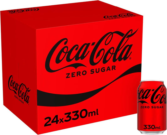 Coca-Cola Zero Sugar 24 x 330ml - Natural Beverage with Plant Extracts & Sweeteners - No Calories - Refreshing Cold Drink