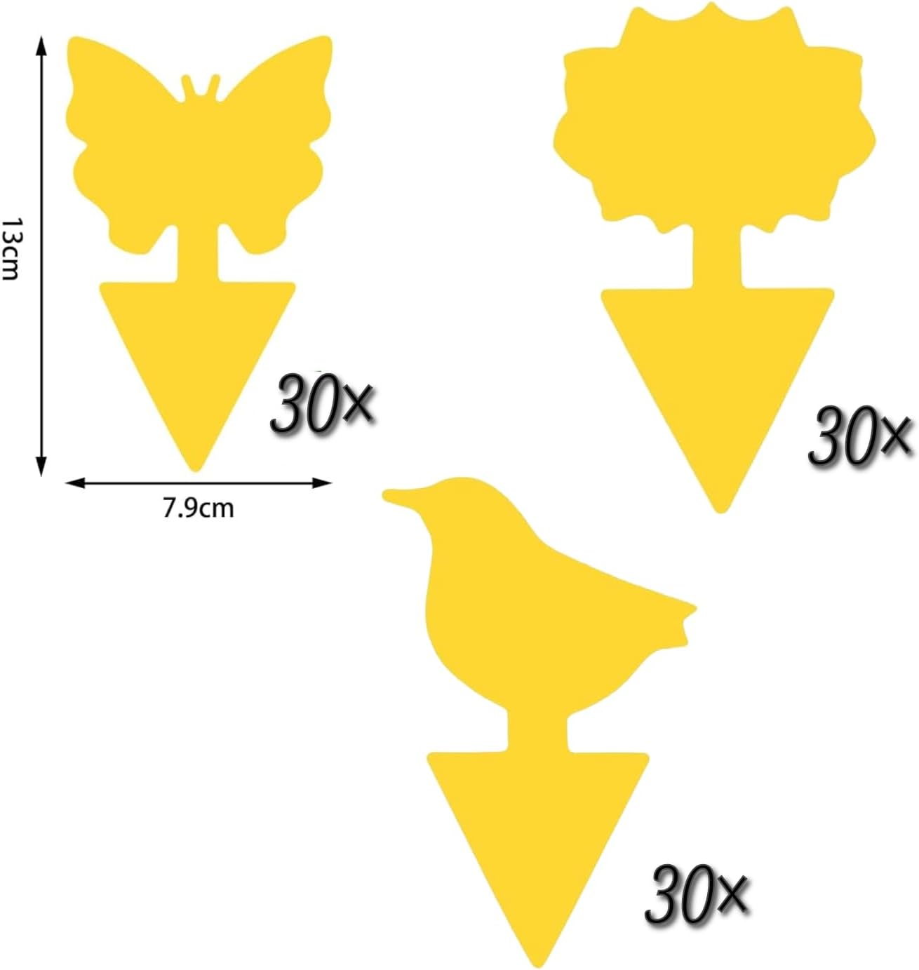 90 Pcs Fruit Fly Traps, Double-Sided Fungus Gnat Sticky Fly Catcher for Plant Fly Control Indoor Outdoor Multiple Insects Control - Non-Toxic, Waterproof