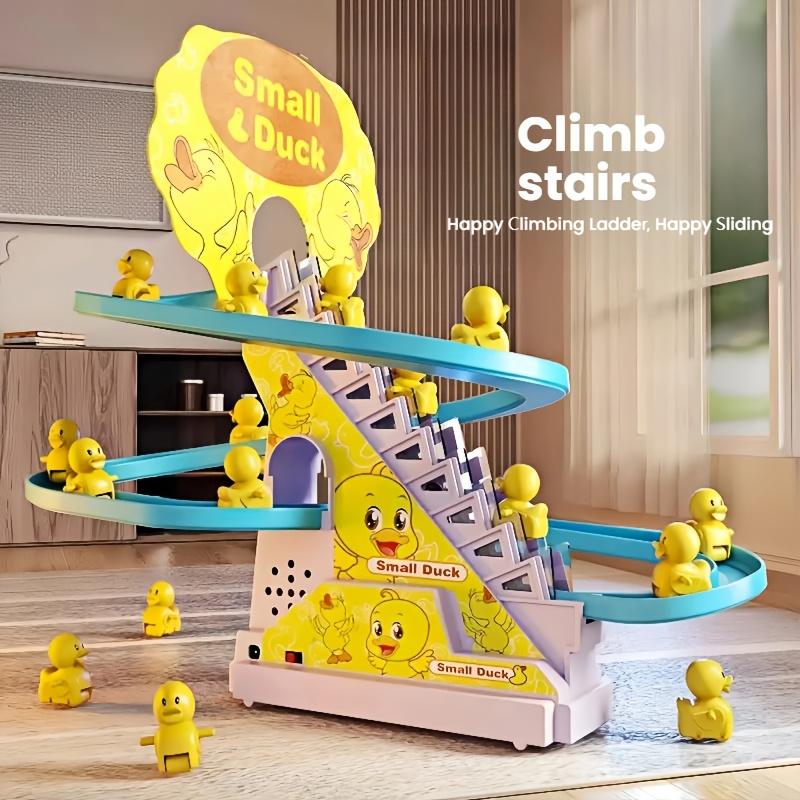 Musical Duckling Climbing Stairs Electric Toy Lights with Music Duck Track Slide